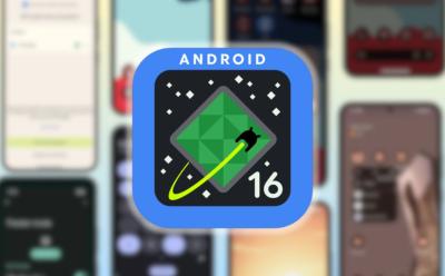 Android 16 Easter Egg Logo with device illustration backgrounds