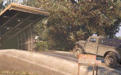 Car driving into a bunker in GTA Online