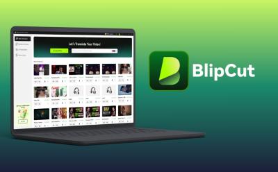 BlipCut featured image with logo and mockup laptop