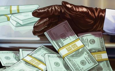 GTA 5 art with stacks of money