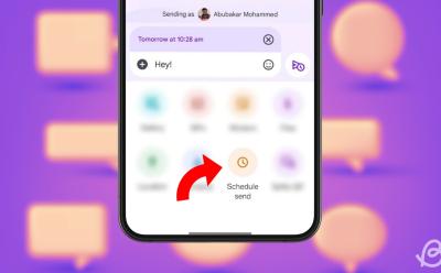 illustration showing the Schedule send option to schedule a text on Google Messages on Android