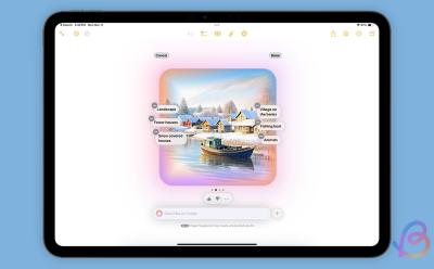 Image showing iPad Pro with the Notes app and Image Wand generated image options