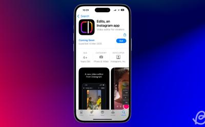 phone featuring the App Store landing page of Instagram's new Edits video editing app