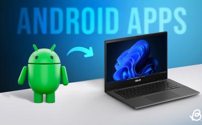 An Android placed next to a Windows 11 laptop on a flat desk