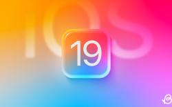 illustration of iOS 19 in a gradient yellow pink blue background