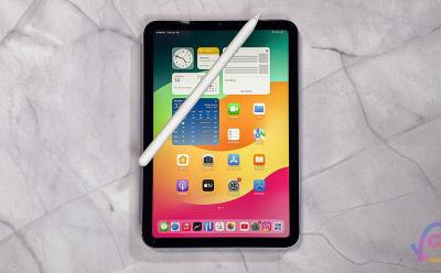 7th-gen iPad mini with Apple Pencil Pro placed on top