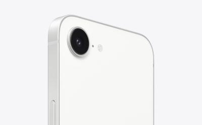 close up shot of the iPhone 16e camera in Apple's product image