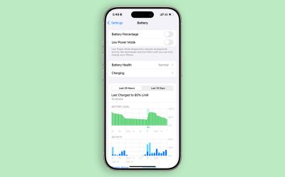 iphone battery settings screen with charging graph