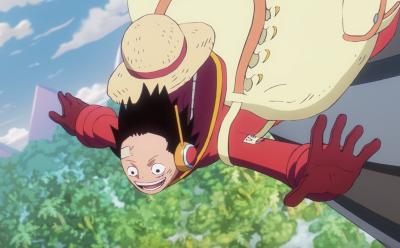 Luffy flying in One Piece anime