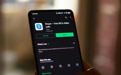shot of the Skype landing page on the Play Store on an Android phone