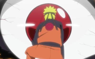 Naruto in front of Kurama's eyes