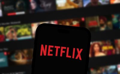 netflix logo in front of the tv screen