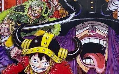 One Piece Elbaf arc cover featuring Zoro, Luffy, and Loki