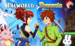 Palworld Terraria official collaboration poster
