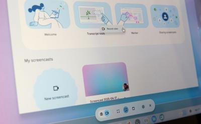 Close up shot of built in screen recorder of ChromeOS