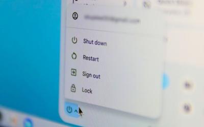 Chromebook Quick Settings Closeup shot with power menu