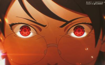 A fan art of Sarada Uchiha Mangekyo Sharingan
