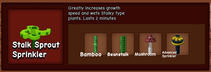 stalk sprout sprinkler in grow a garden