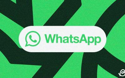 WhatsApp logo inside a white pill bubble in front of a green abstract background