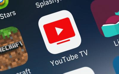 shot of a phone's screen focusing on the YouTube TV app icon