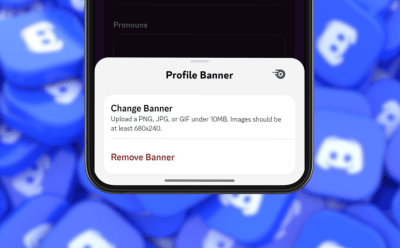 phone with Discord app open showing the Profile Banner pop up with Change Banner option